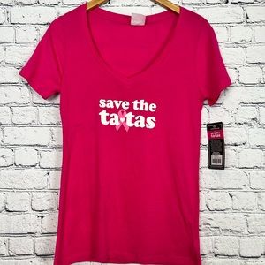 Save the Tatas V Neck Top Size Small